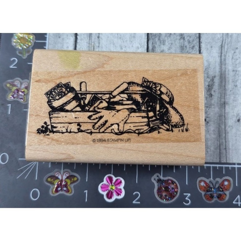 Stampin' Up! Garden Box Tray Flowers 1994 Rubber Stamp Wood #S20